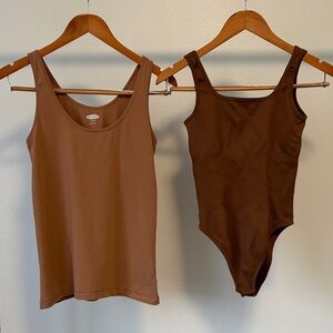 Bundle Tank top and bodysuit Ribbed Coffee Compression First-Layer Tops